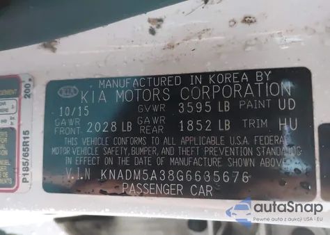 2016 Kia Rio Lx from USA, damaged, VIN KNADM5A38G6635676